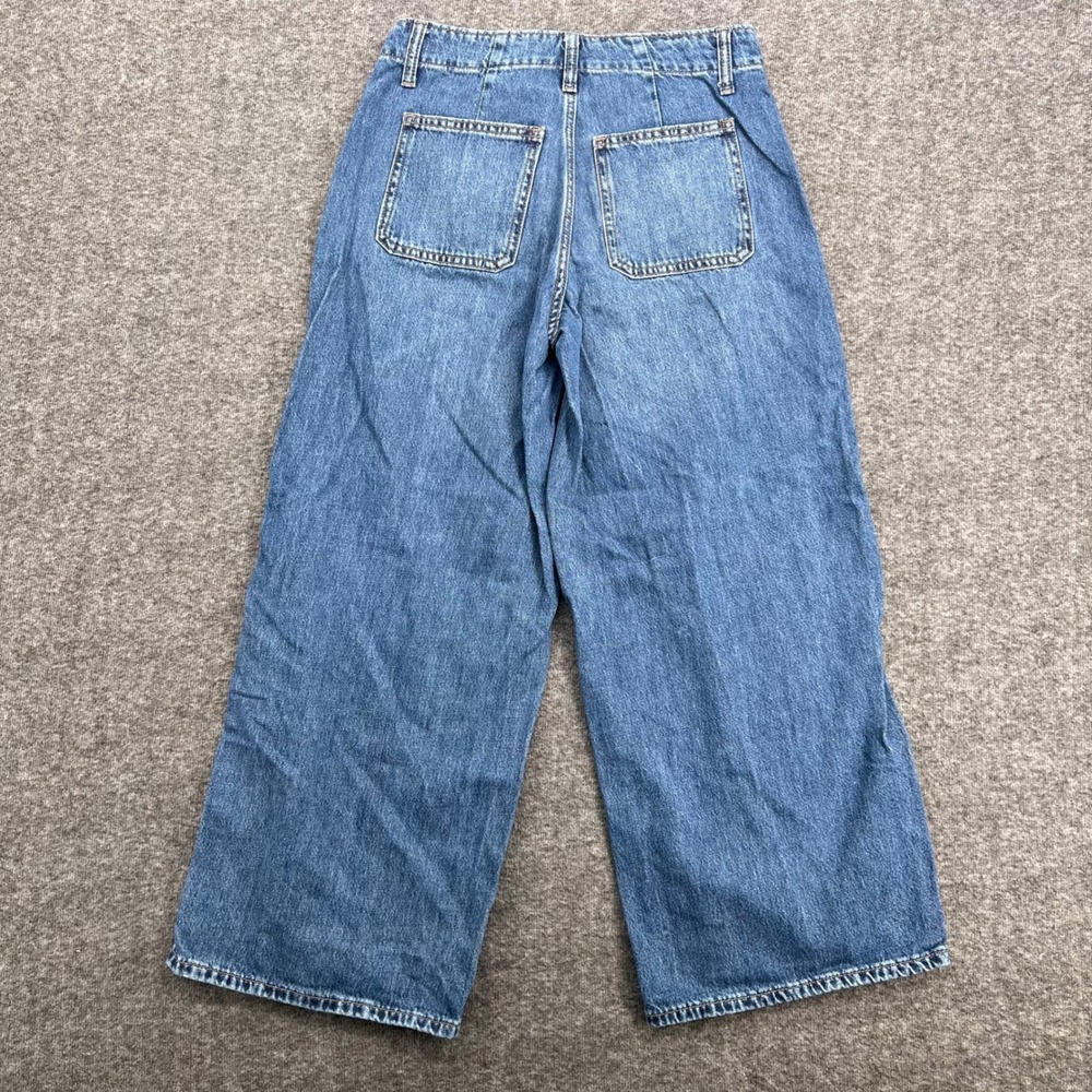 Old Navy Drapey Denim High Rise Baggy Wide Leg Jeans Blue Festival Petite 2 - Picture 6 of 13